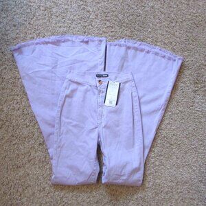 NWT Fashion Nova 1 (W24) Lavender Purple Bell Bottom Flare Jeans Distressed